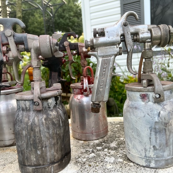 LOT SET OF 7 DEVILBISS,Sanbor Mix Lot PAINT SPRAY GUNS W/ CUP PAINTING TOOLS VTG - Picture 2 of 10
